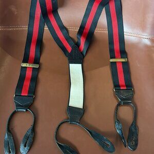 Vintage Thurston England Black and Red Suspenders Made for Phelps Wilger LA